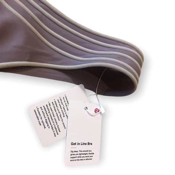 ☀️Host Pick☀️ LULULEMON GET IN LINE VIOLET CREAM YOGA BRA! Size 4 - Picture 6 of 8